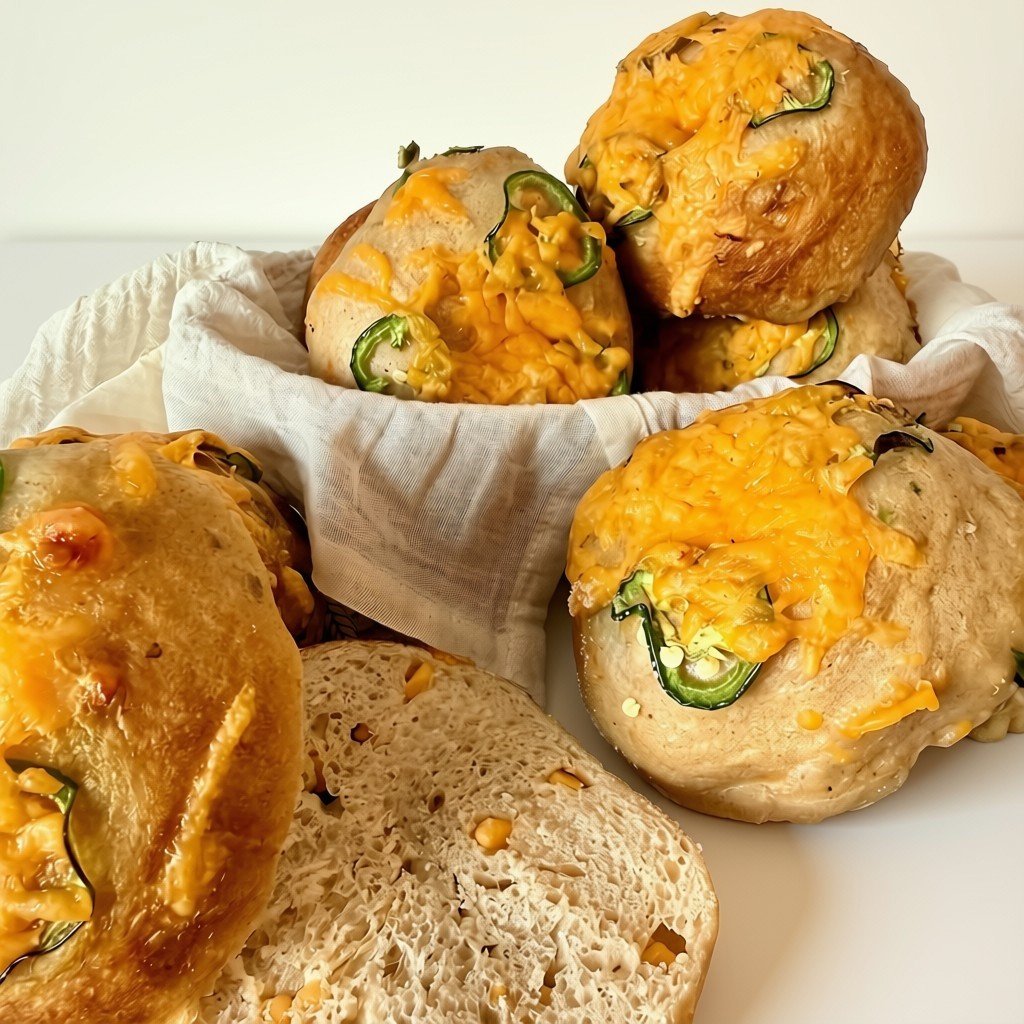 Jalapeño Cheddar Sourdough Bagels