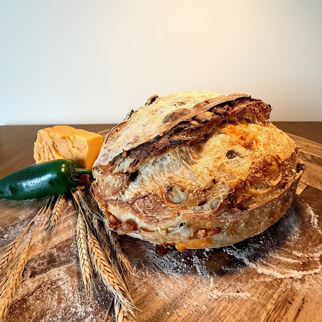 Rustic Jalapeño Cheddar Sourdough Loaf