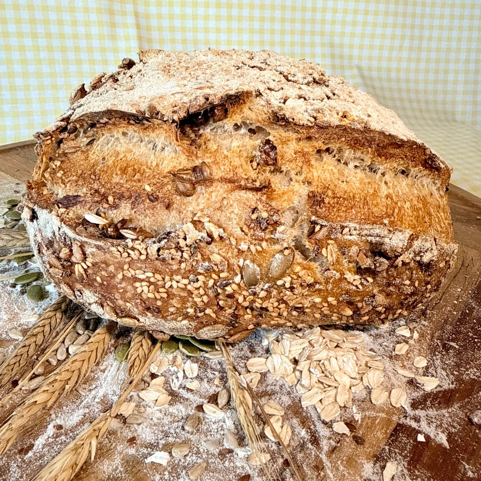Rustic Seeded Whole Wheat with Walnuts Sourdough Loaf